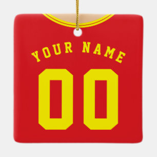 Soccer Football Jersey Template Ornament, Stripes Ceramic Ornament
