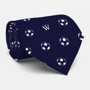 Soccer Football Lover Gift Monogram Initials Blue Tie