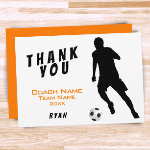 Soccer / Football Orange Thank you Coach Card