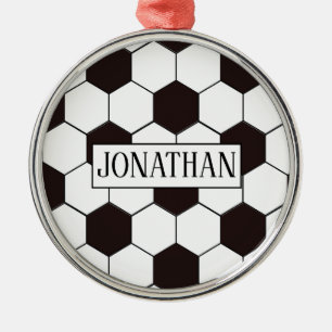 Soccer   Football pattern Customisable   Own name Metal Tree Decoration