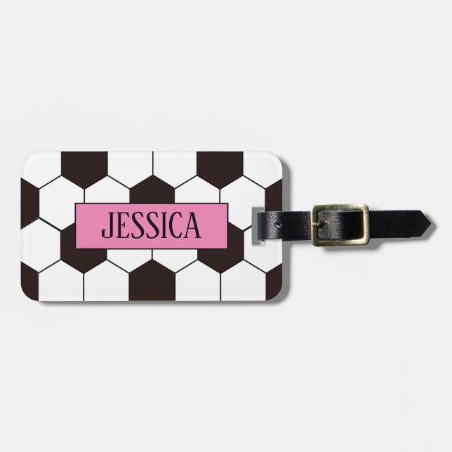 Soccer | Football pattern Luggage Tag (Front Horizontal)