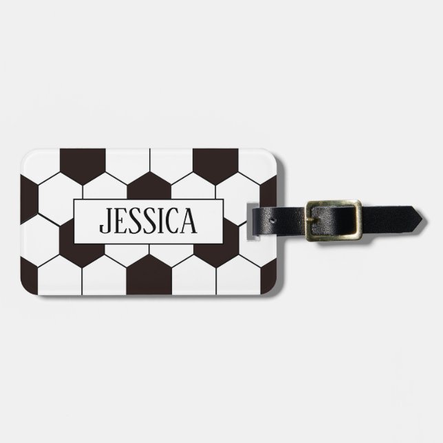 Soccer | Football pattern Luggage Tag (Front Horizontal)