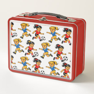 Soccer Football Pattern Metal Lunchbox