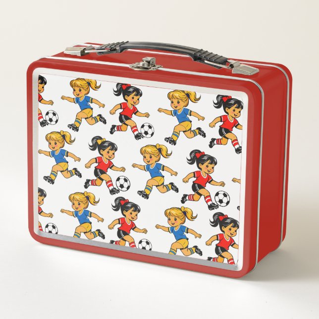 Soccer Football Pattern Metal Lunchbox (Front)