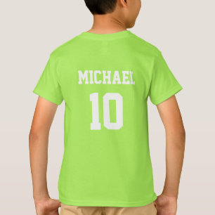 Soccer Football Personalised Name And Number Green T-Shirt
