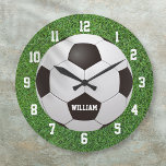 Soccer Football Personalised Name Large Clock<br><div class="desc">Personalised name soccer clock. Designed by Thisisnotme©</div>