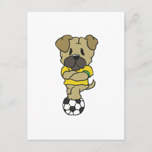 Soccer football player pug choose back colour postcard