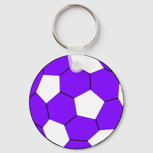 Soccer football purple and white key ring