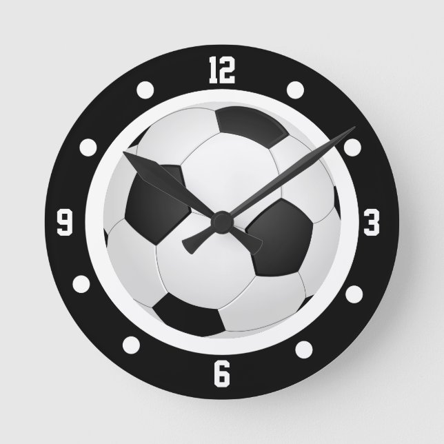 Soccer Football Soccer Ball Black and White Round Clock (Front)