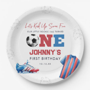 Soccer Football Sports 1st Birthday Paper Plate