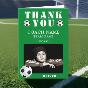 Soccer Football Sports Photo Coach  Thank You Card