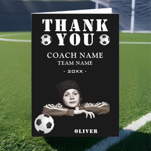 Soccer Football Sports Photo Coach  Thank You Card