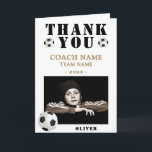 Soccer Football Sports Photo Coach  Thank You Card<br><div class="desc">Modern Soccer Football Sports Photo Coach Thank You Card. Soccer thank you coach card with photo,  thank you text,  coach name,  team name,  year,  your name and soccer balls. Add your photo into the template. Great thank you card for the soccer team coach!</div>