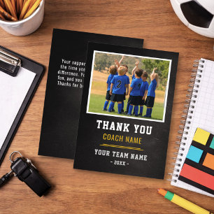 Soccer Football Team Coach Thank You Photo Card