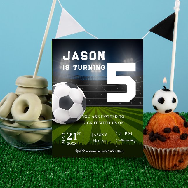 Soccer Football Themed Sports Birthday Invitation Postcard (Soccer Football Themed Sports Birthday Invitation Postcard)