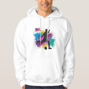 Soccer Football USA Grungy Color Splashes Hoodie