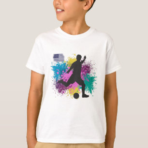 Soccer Football USA Grungy Colour Splashes T-Shirt