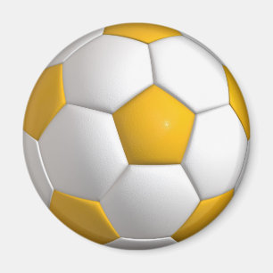 Soccer Football Yellow & White Magnet