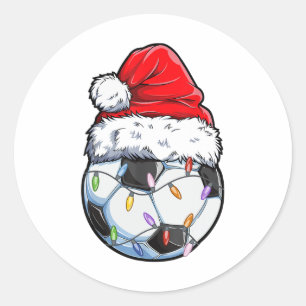 Soccer Footll Christmas Santa Hat - Fun Soccer Xma Classic Round Sticker