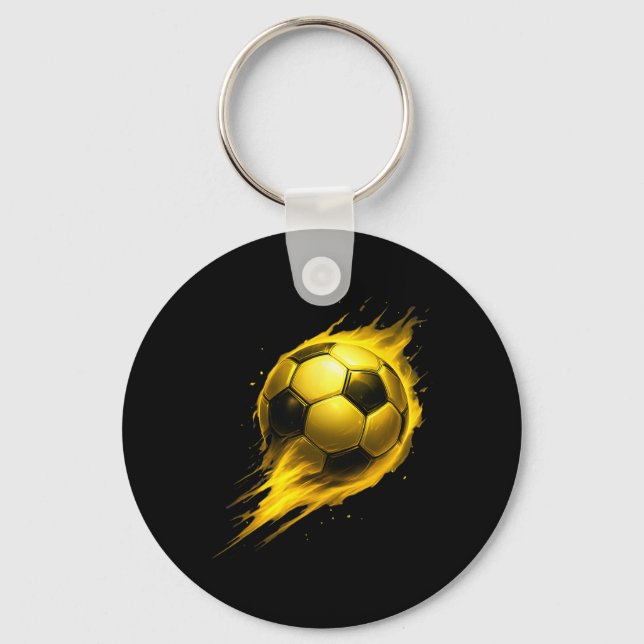 Soccer Fun Colourful Effect Tie Dye Black Yellow S Key Ring (Front)
