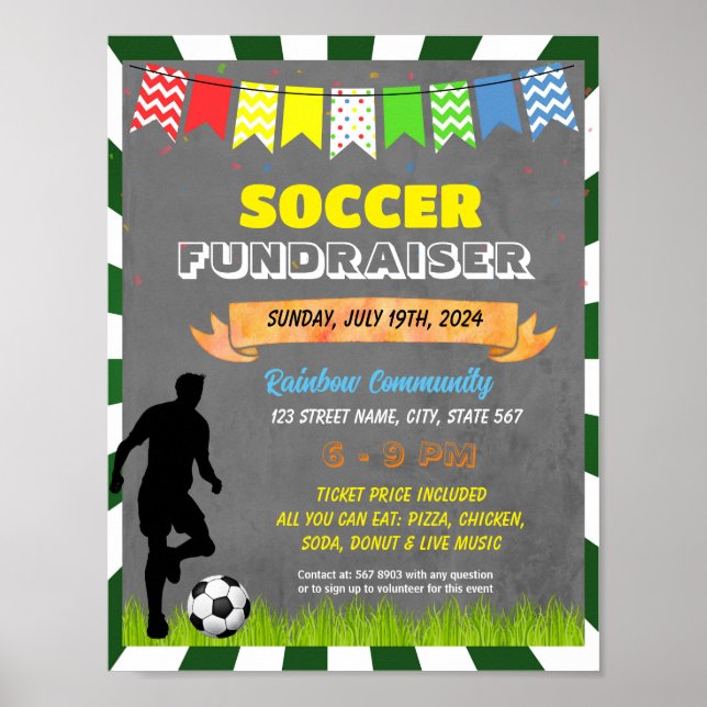 Soccer Fundraiser event template Poster (Front)