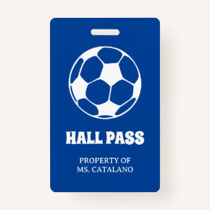 soccer futbol Teacher Hall Pass school colours ID Badge