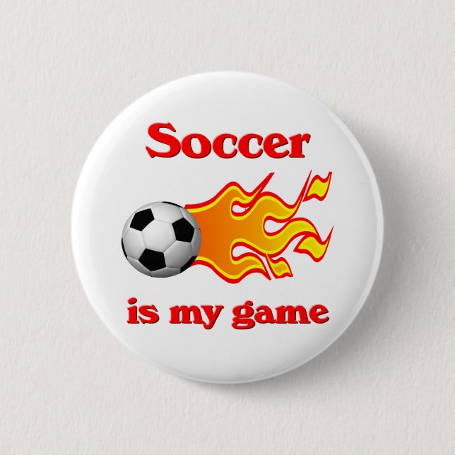 Soccer Game Button with Soccer Ball and Flame (Front)