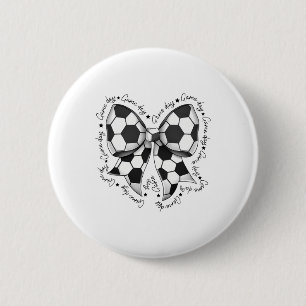 Soccer Game Day Bow Soccer Mom Girl Women 6 Cm Round Badge