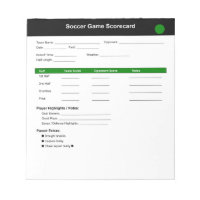 Soccer Game Scorecard