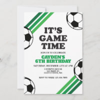 Soccer Game Time Green Stripes Birthday