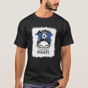 Soccer Gigi Life Leopard Messy Bun Funny Gigi Moth T-Shirt