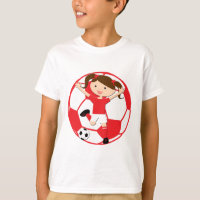 Soccer Girl 1 and Ball Red and White