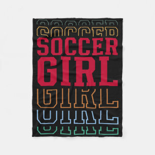 Soccer Girl Funny Layered Text Daughter Youth Kids Fleece Blanket
