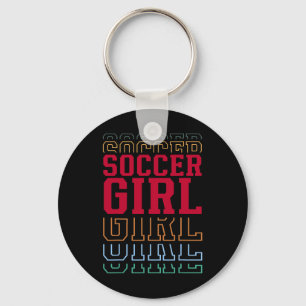 Soccer Girl Funny Layered Text Daughter Youth Kids Key Ring