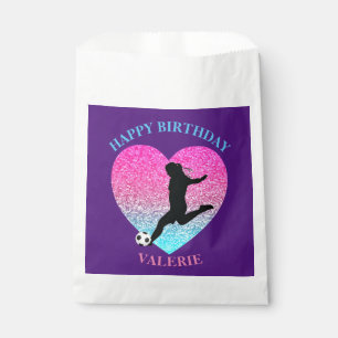 Soccer Girl "Happy Birthday" Heart Favour Bags