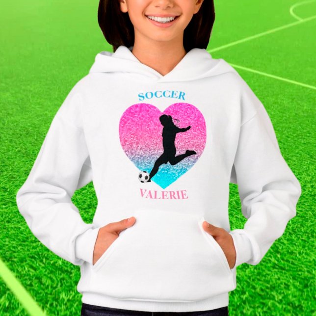 Soccer Girl Heart Hoodie w/ Name (Creator Uploaded)