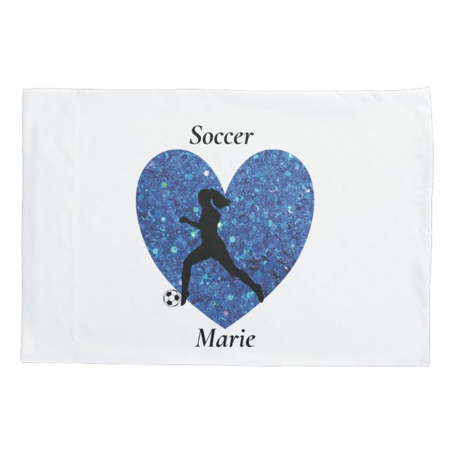  Soccer Girl Heart, Personalised Name soccer Girl Pillowcase (Back)