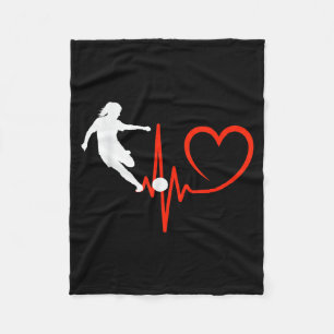 Soccer Girl Heartbeat Female Player Kicking Pion  Fleece Blanket