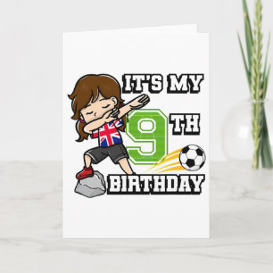 Soccer Girl It's My 9th Birthday United Kingdom Fl Card