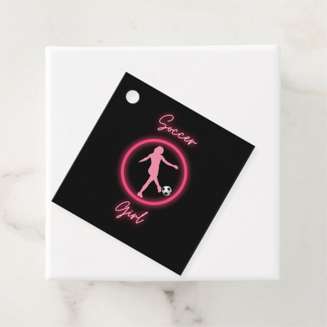 Soccer Girl Pink Glow    Favour Tags (In Situ)