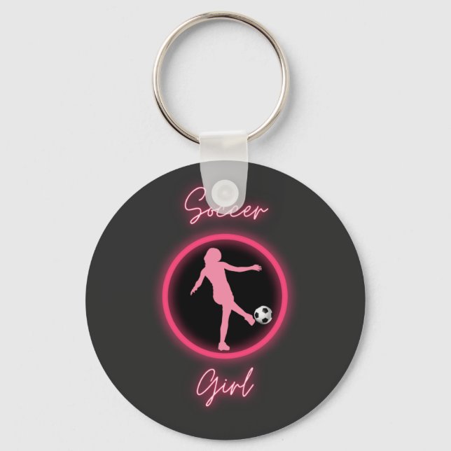 Soccer Girl Pink Glow  Key Ring (Front)