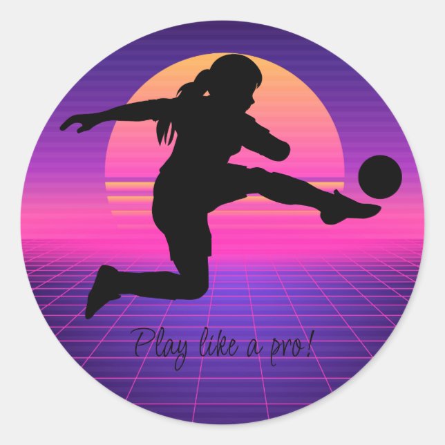 Soccer Girl Player Football Team Classic Round Sticker (Front)