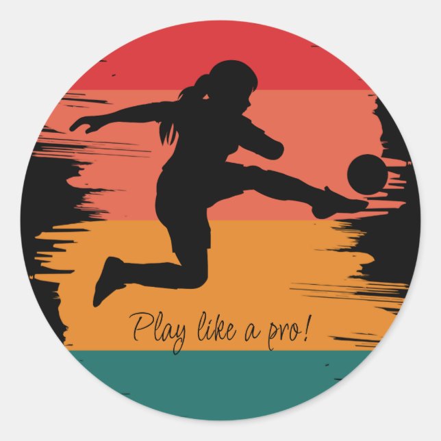 Soccer Girl Player Football Team Classic Round Sticker (Front)