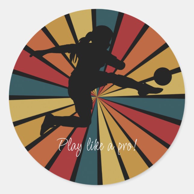 Soccer Girl Player Football Team Classic Round Sticker (Front)