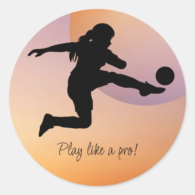 Soccer Girl Player Football Team Classic Round Sticker (Front)