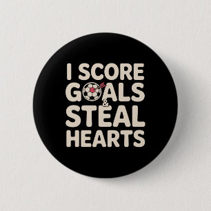 Soccer Girl Score Goals Footll Valentine Steal Hea 6 Cm Round Badge