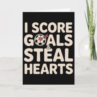 Soccer Girl Score Goals Footll Valentine Steal Hea Card