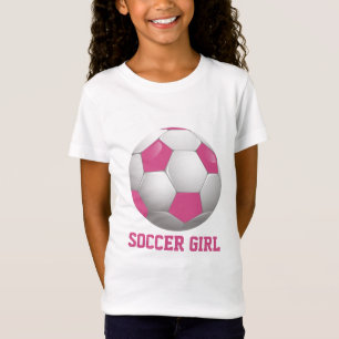 Soccer Girl Soccer Ball Pink and White T-Shirt