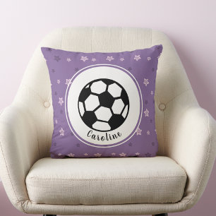 Soccer Girl Sports Cute Personalised Purple & Pink Cushion