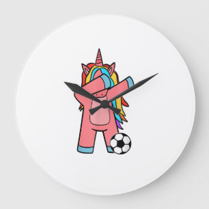 Soccer Girl Women Soccer Unicorn Soccer Ball T-Shi Large Clock